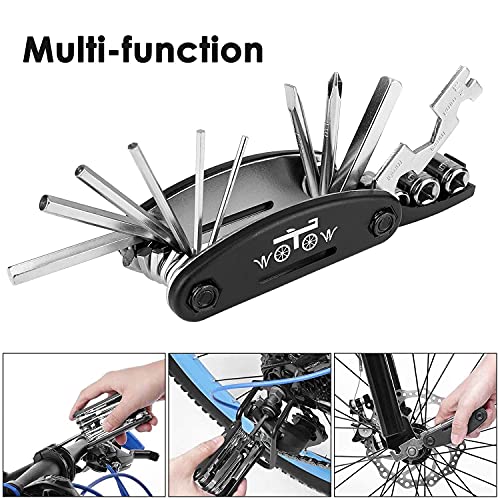 WOTOW Bike Tire Repair Tool Kit, Waterproof Frame Storage Bag & Mini Bike Pump & 16 in 1 Multitool & Bicycle Tyre Lever Patch Portable Repair Tool Accessories Set for Road Mountain BMX Cycling - style: 16 in 1 Multitool