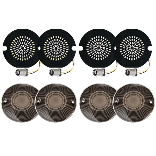 Benlari 3 1/4 inch LED Turn Signals, 81 LEDs Front Rear 1156 1157 Turn Signals Brake Light Kit with 4 Smoked Lens Cover Fit for Harley Davidson Touring Sportster Iron 883 Dyna Softail 1986-2024