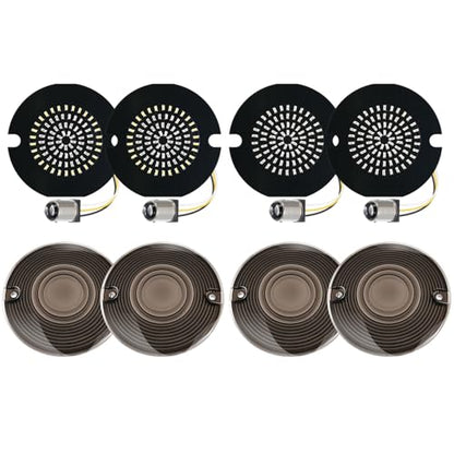 Benlari 3 1/4 inch LED Turn Signals, 81 LEDs Front Rear 1156 1157 Turn Signals Brake Light Kit with 4 Smoked Lens Cover Fit for Harley Davidson Touring Sportster Iron 883 Dyna Softail 1986-2024