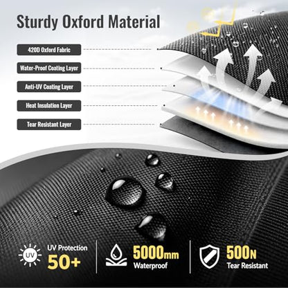 AUTOWN Motorcycle Cover Waterproof Outdoor, 420D Heavy Duty Bike Cover, Windproof & Waterproof with Reflective Strips and Air Vents, Fits Motorcycles & Scooters up to 96.5", Black & Gray - size: XL: 96.5"