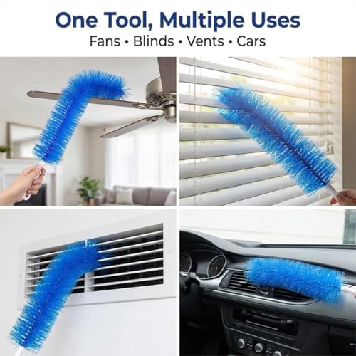 Bendable Microfiber Head,Reusable Dust Remover, 15.7in Bendable Microfiber Fan Cleaning Brush, Washable Fan Cleaner Brush for Electric Fans Air Conditioning, Home Car Vents, Curtain，Blue - color: Blue