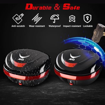 Motorcycle Trunk Black Motorcycle Top Case Motorcycle Tail Box Scooter Trunk Tour Motorcycle Storage Box Carrier with Lock for Helmet Luggage, 35L Capacity, TPU-0089 - size: 35L