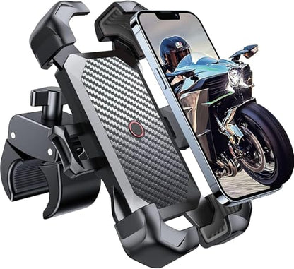 Bike Phone Holder, Motorcycle Mount - Motorcycle Phone Holder, Handlebar Cell Phone Clamp, Scooter Phone Clip Gifts for iPhone 17 Air Pro Max, 16 15 Plus, S20, 4.7 to 6.8" Smartphones