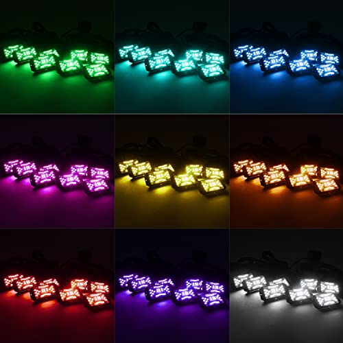 SUNPIE 20 Pods RGBW Rock Lights – Full Beam Angle, 30 High Power Chips, Aluminium Housing, Mounting Pads Included, IP67 Waterproof, Music Mode Underglow Lights, Fits Trucks, SUV, ATV, UTV, Boats - size: 20Pcs