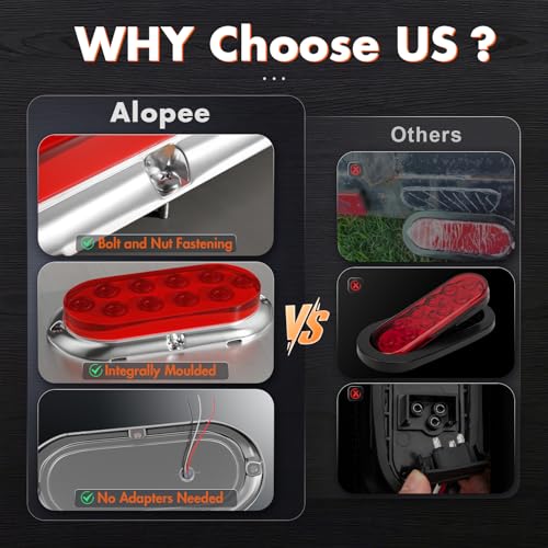 Alopee 2-Pack 6 Inch Oval Led Trailer Tail Lights Enclosed Submersible Utility Trailer Brake Lights for Semi-Truck RV Camper Boat Car Tractor Motorcycle Rear Side Marker Clearance Running Lighting - size: 6 Inch-Oval Trailer Tail Light