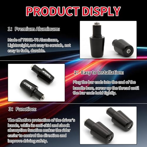 PROCNC Handle Bar Ends Grips Plug CBR600F4 (F4i) 99-06 CBR600RR 03-14 CBR1000RR 04-14 CBR 1000 RR 2004-2008 Honda CBR 600RR 2003-2013 Honda CBR 600 F1/F2/F3/F4/F4I 1987-2006