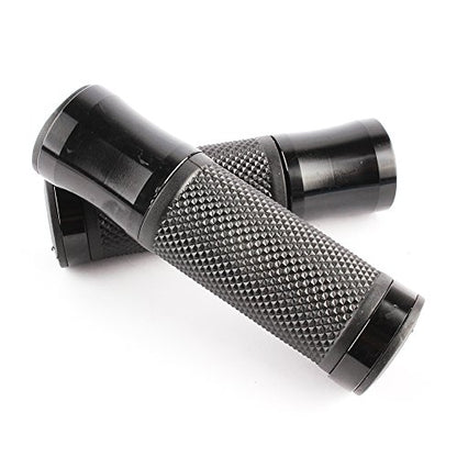 Pair of 7/8" 22mm Motorcycle CNC Aluminum Rubber Gel Hand Grips Handlebar for Sports Bike Chopper Cruiser Bike - color: Black
