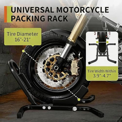 1800 Lb Capacity Heavy Duty Motorcycle Wheel Chock – Dirt Bike Wheel Chocks Adjustable 16"-21" Tire Fit for Cruisers, Dirt Bikes & ATVs, Rust-Resistant Steel Trailer & Garage Mount,Black - color: Black