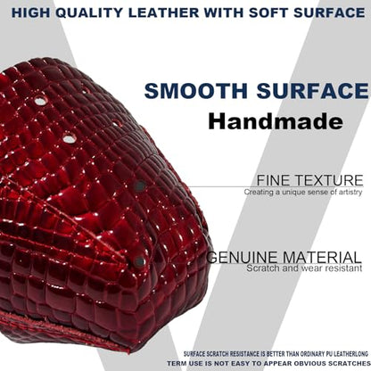 100% Real Cowhide | Toe Cap Guard Protectors | Roller Skate Derby Speed 1 Pair(Python Skin Pattern red) - color: Python Skin Pattern red