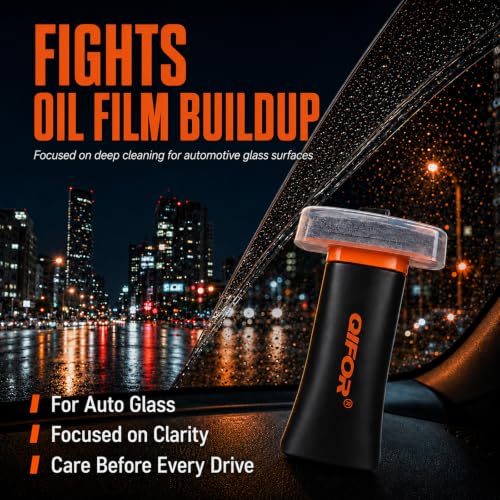 QIFOR Oil Film Remover for Car Windshields and Windows, Automotive Glass Cleaner for Oil Residue & Road Grime, Improves Visibility & Safe Driving (2 PCS)