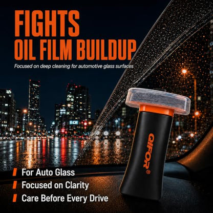 QIFOR Oil Film Remover for Car Windshields and Windows, Automotive Glass Cleaner for Oil Residue & Road Grime, Improves Visibility & Safe Driving (2 PCS)