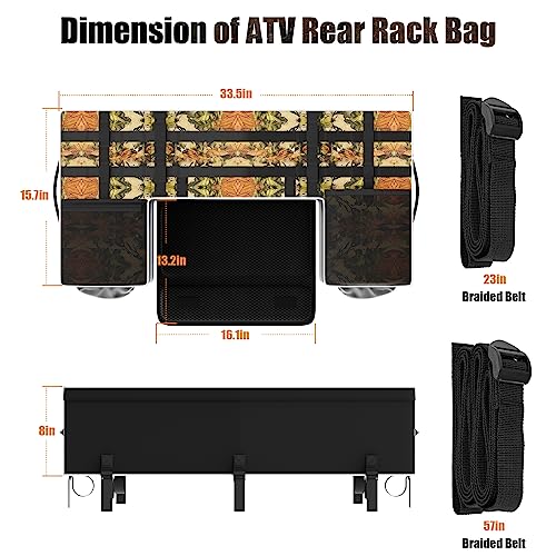 SUNPIE ATV Soft Cargo Bags with Seats Cushion Pad with Upgrade Zipper, Fourwheel Rear Rack Cargo Bag Compatible with Sportsman 450 500 570 Scrambler TRX FourTrax Outlander 570 Suzuki - color: Camo