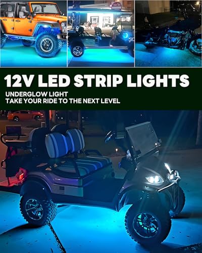 12V Led Light Strip 12.7" Waterproof ICE Blue Led Light Strips for Car Golf Cart Motorcycles Truck Boat Led Strip Lights,Pack of 4 - color: ICE Blue Led Light Strip