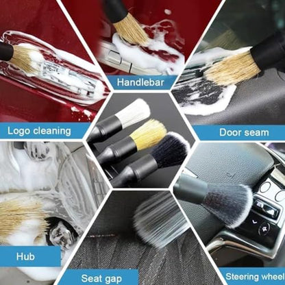 8PCS Car Detailing Brush Set, Car Detailing Brush, Soft Car Cleaning Brush, Suitable for Cleaning Car Interiors, Including Air Vents, Center Console, Seat Gaps, and More - color: black-gray