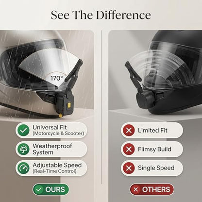 Motorcycle Helmet Wiper, 2 Speed Electric Helmet Wiper Universal Water Wiper with Telescopic Bracket Rechargeable Helmet Visor Wiper for Motorcycle Scooter