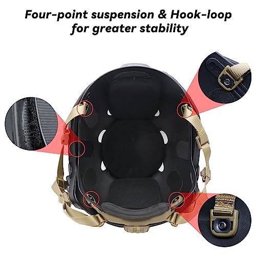 Tactical Helmet Chin Strap Adjustable Dial 4 Points Suspension System with Bolts and Screws for Tactical Fast MICH Bump Helmet Accessory - color: Style 2- Khaki