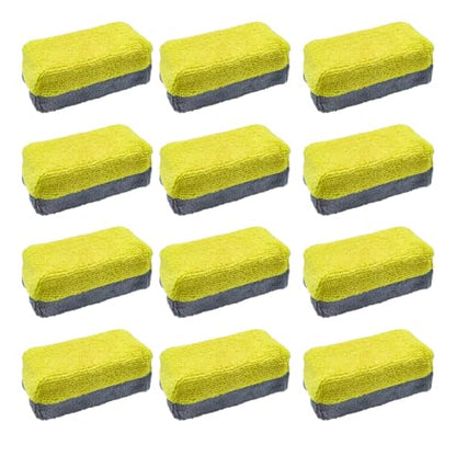 12PCS Ceramic Coating Applicator Sponge, 4.13'' x 1.84'' Microfiber Car Detailing Applicator Pads, Rectangular Car Foam Cleaning Pad, Auto Polishing Pad for Wax, Paint, Sealant (Yellow) - color: Yellow