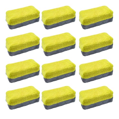12PCS Ceramic Coating Applicator Sponge, 4.13'' x 1.84'' Microfiber Car Detailing Applicator Pads, Rectangular Car Foam Cleaning Pad, Auto Polishing Pad for Wax, Paint, Sealant (Yellow) - color: Yellow