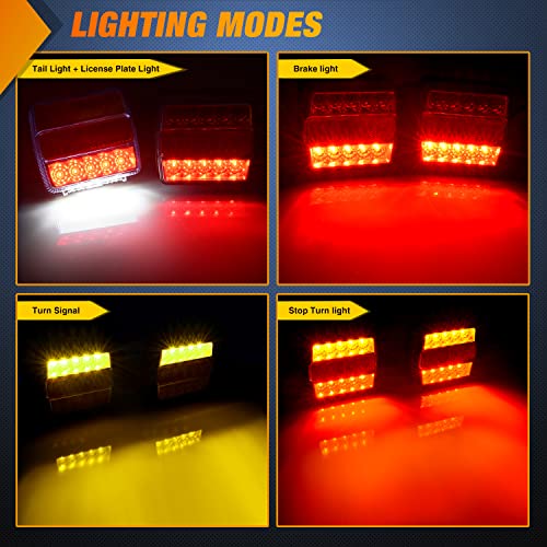 Nilight Magnetic LED Trailer Towing Light Kit 24ft Cable with 7 Pin Plug Tail Stop Amber Turn Signal License Plate Lights on 12V RV Pickup Trucks Marine Boats (5 Wire System) - color: Magnetic Trailer Lights 7 Pin