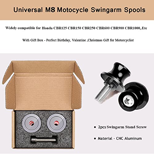 2pcs M8*1.5 Motorcycle Swing Arm Sliders Spools For H-onda CBR150 CBR100f CBR1000rr CBR1100xx CBR125 CBR250 CBR400rr CBR400f CBR450sr CBR600rr CBR600f CBR900rr CBR954rr (Black) - color: Spool - Black