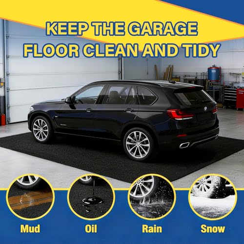 AHEONLAR Oil Spill Mat, 7'4"x20' Waterproof Garage Floor Mats for Under Car, Garage Car Mat Easy to Clean, Oil Change Mat Durable, Washable, Protection from Snow, Rain and Mud for Cars（Black） - size: 7'4"x20'