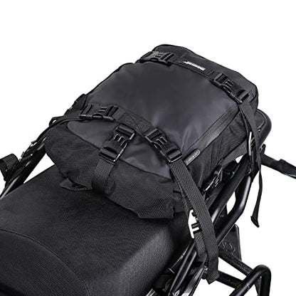 Waterproof Motorcycle Tail Bag 10L Motorbike Rear Rack Storage Bag Saddle Pannier for Touring Adventure Commuting Black - size: 10L