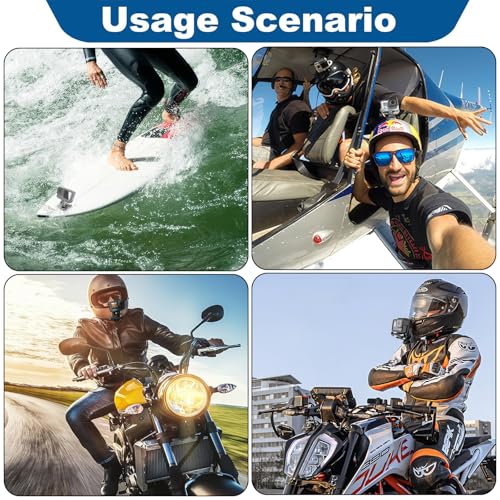Helmet Mount for GoPro Go Pro, Curved Flat Adhesive Sticky Mounts, J-Hook L-Shaped, Basic Quick Release Buckle, Thumb Screw, Tripod 1/4" Screw Mount Adapter, Action Camera Accessories Kit 24PCS