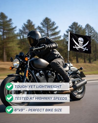 AGAS Calico Jack Rackham Pirate Motorcycle Flag 6x9 inch - Double-Sided Printed 2-Ply Durable Knitted Polyester - 0.75 inch Sleeve- Fits on 3/8" Mount Pole - color: Calico Jack Rackham