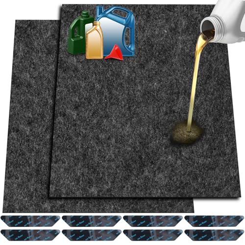 ToLanbbt 2 Pack Garage Floor Mat 60" x 36" - Oil Spill Mat for Under Car Driveway Oil Drip Pad with 8P Tapes, Waterproof Backing, Leak Absorbent, Reusable, Washable, Protect Garage Floor (Dark Gray) - size: 5'x3'-2P