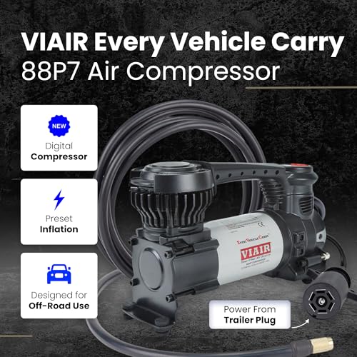 VIAIR Digital EVC88P7 - Portable Air Compressor Tire Inflator for Car, Truck, SUV & RV | Preset Automatic Shut Off Feature | 7-Way Trailer Connector Plug - style: Digital Auto w/Trailer Plug