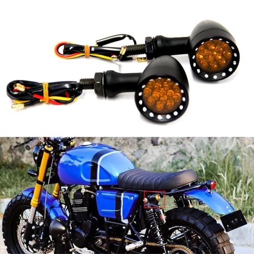 Rich Choices 2pcs Amber CNC Motorcycle Bullet LED Turn Signal Light Blinker Indicator Front Rear Tail Light Compatible with Honda HarleyYamaha Suzuki Kawasaki - color: Amber Light