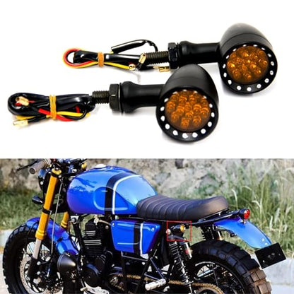 Rich Choices 2pcs Amber CNC Motorcycle Bullet LED Turn Signal Light Blinker Indicator Front Rear Tail Light Compatible with Honda HarleyYamaha Suzuki Kawasaki - color: Amber Light