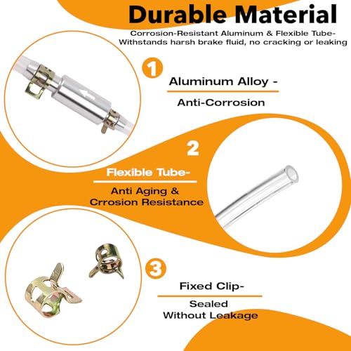 4-Pack Brake Bleeder Hose, Universal One-Way Valve Brake Bleeder Hose Kit – 6MM Air-Free Hydraulic Fluid Bleeding Tool for Hydraulic System Bleeding for Car Motorcyle Clutch