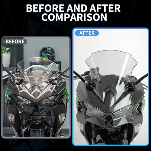 Double Bubble Windshield Windscreen for Kawasaki Ninja 500/500 ABS / 500 SE 2024 2025 Motorcycle Front Fairing Air Deflector Windshield Spoiler (Clear) - color: Clear