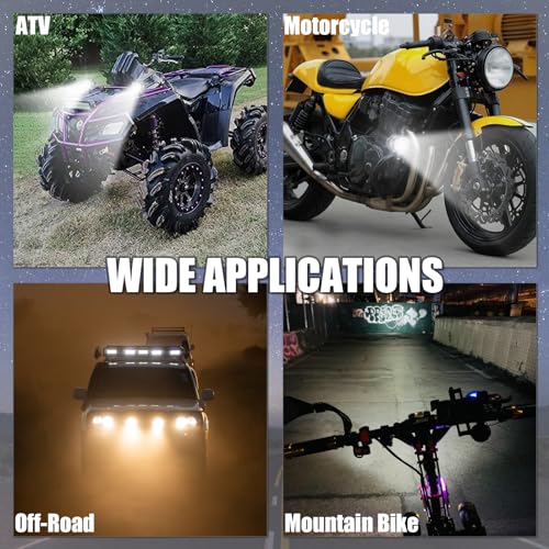 Motorcycle Driving Light 12-60V 40W 3600LM LED Fog Light for ATV UTV Bike Car Truck Boat Forklift Waterproof LED Spotlight with 6 Light Beads High Low Strobe Beam Switch Universal (Black 1) - color: Black 1