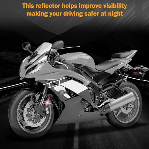 Universal Motorcycle Reflectors Red Safety Reflector Reflective Sticker Compatible with Bike, Bicycle, Trailer, Cars, Trucks, Boat, ATV, Dirt Bike, Driveway