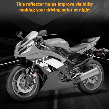 Universal Motorcycle Reflectors Red Safety Reflector Reflective Sticker Compatible with Bike, Bicycle, Trailer, Cars, Trucks, Boat, ATV, Dirt Bike, Driveway