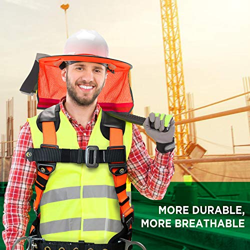Wolf High-Visibility Orange Reflective Full-Brim Hard Hat Mesh Sun Visor Neck Shade - color: Hi-viz Orange