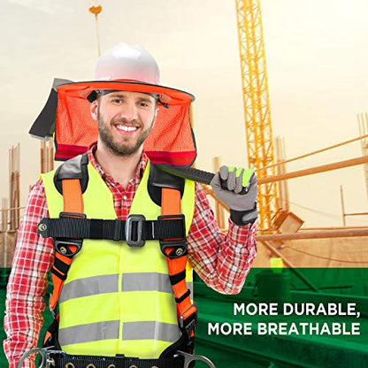 Wolf High-Visibility Orange Reflective Full-Brim Hard Hat Mesh Sun Visor Neck Shade - color: Hi-viz Orange