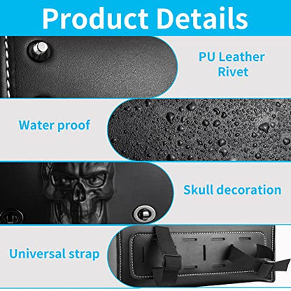 Universal Motorcycle 3D Skull Tool SaddleBags Front Fork Handlebar Bag PU Leather Sissybar Storage Pouch Compatible with Harley Dyna Scooter Softail Sportster Road King Kawasaki Suzuki