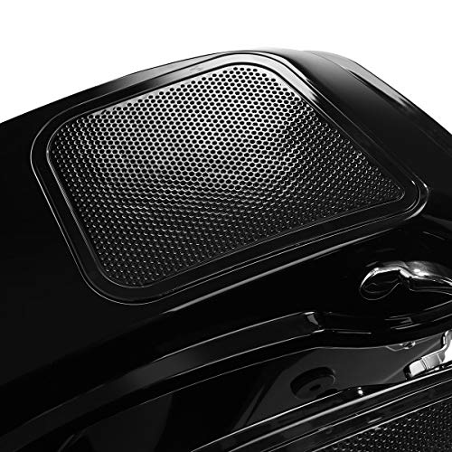 XFMT Motorcycle Saddlebags 5" Stretched Extended Hard Saddle Bags W/ 6"x9" Speaker Lids For Harley Touring Road King Street Glide Road Glide Electra Glide 2014-2024, Vivid Black & Chrome Latches - color: 5" Stretched-Vivid Black W/ 6x9" Speaker Lids Chrom