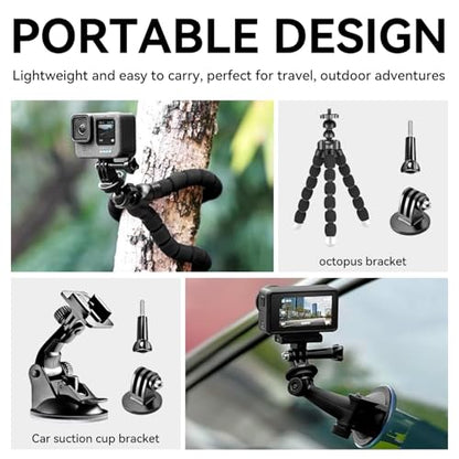 50 in 1 Action Camera Accessory Kit Compatible with Gopro Hero 12 11 10 9, DJI OSMO 4 3 2, Insta360 X3 X2 GO 3, SJCAM, DBPOWER, Campark, Sony Sports DV