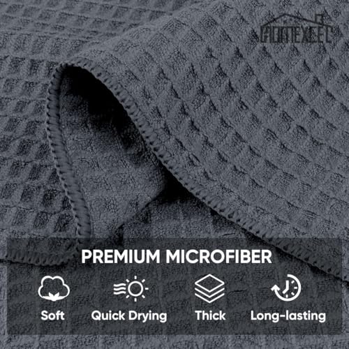 HOMEXCEL Waffle Weave Microfiber Towel, 10 Pack Lint Free Cleaning Rags, 12 x 12 Inches Barista Towels, Reusable Microfiber Cleaning Cloth for Household, Kitchen, Glass and Window, Grey - color: Grey