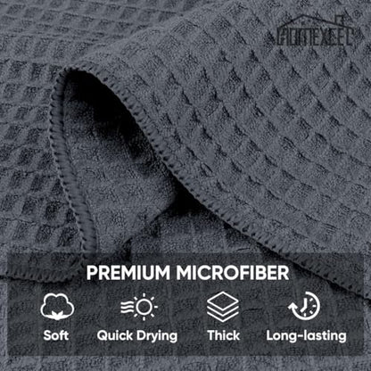 HOMEXCEL Waffle Weave Microfiber Towel, 10 Pack Lint Free Cleaning Rags, 12 x 12 Inches Barista Towels, Reusable Microfiber Cleaning Cloth for Household, Kitchen, Glass and Window, Grey - color: Grey