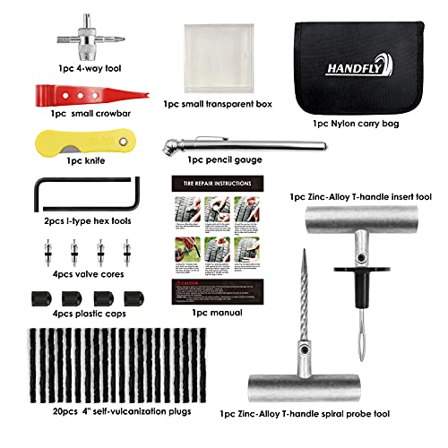 Heavy Duty Tire Repair Kit, 39 Pcs Tire Plug Kit for Car, Motorcycle, Truck, Tractor, Trailer, RV, ATV, ARB, SUV