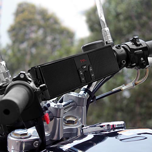 GoHawk Motorcycle Speakers Bluetooth - Built-in Amplifier Waterproof Radio Audio System, AUX/FM Radio/USB MP3 Player with LED Lights for Harley, Dirt Bike, UTV, ATV - color: RE9-X Black