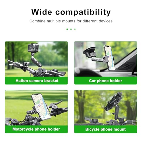 FANAUE Aluminum 17mm Ball Head Double Socket Arm Only Supports Connects of 0.67" Ball Head Adapter Compatible with RAM Mount 17mm Ball and Bike Motorcycle Phone Holder, Middle Arm Length is 3.7 Inch.