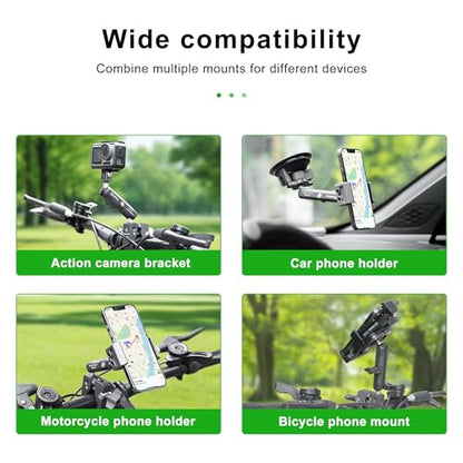 FANAUE Aluminum 17mm Ball Head Double Socket Arm Only Supports Connects of 0.67" Ball Head Adapter Compatible with RAM Mount 17mm Ball and Bike Motorcycle Phone Holder, Middle Arm Length is 3.7 Inch.