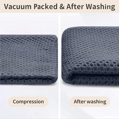 Homaxy 100% Cotton Kitchen Towels and Dishcloths Set, 12 x 12 Inches and 13 x 28 Inches, Set of 10 Bulk Kitchen Towels Set, Ultra Soft Absorbent Dish Cloths for Washing Dishes, Dark Grey - color: Dark Grey, style: 10-Piece Set