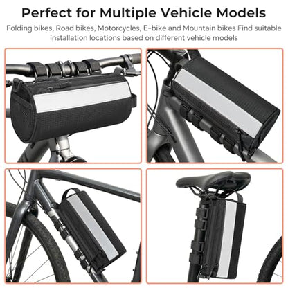 Urban Roll E-bike Handlebar Bag Waterproof Bicycle Front Bag for Mountain Multiuse Crossbody Hand Bag (Black, Medium) - color: Black, size: Medium